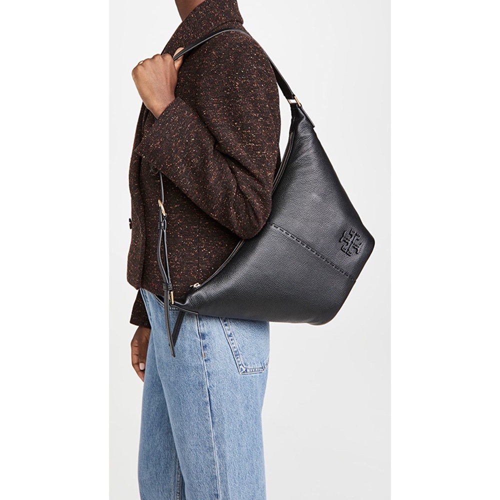 Tory Burch Black McGraw Zip Bucket Bag NWOT - Picture 5 of 16